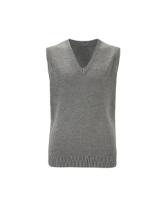 Plain Grey Knitted V Neck Slipover