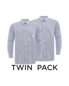 Plain Royal & White Striped Boys Long Sleeve Shirt