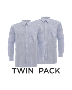 Plain Royal & White Striped Boys' Long Sleeve Shirt