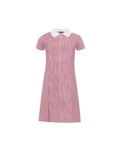 Plain Red Junior Gingham Dress (contrast collar)