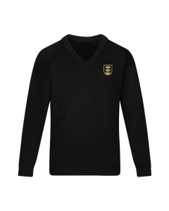 Black Knitted V Neck 6th Form Jumper 