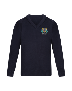 Navy Knitted V Neck 6th Form Jumper