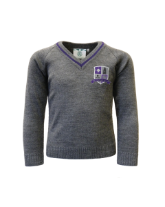 Grey & Purple V-Neck Jumper 