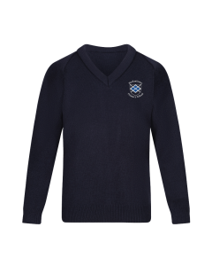 Navy Knitted V Neck Jumper