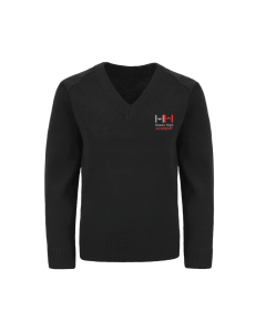 Black Knitted V Neck Jumper 