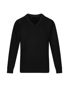 Plain Black Knitted V Neck Jumper