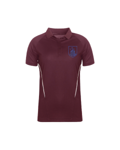 Burgundy & White Girls PE Polo Shirt