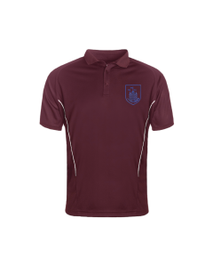 Burgundy & White Boys PE Polo Shirt