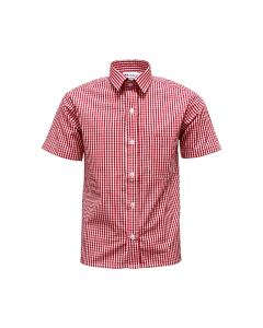 Plain Red & White Checked Boys Short Sleeve Summer Shirt 