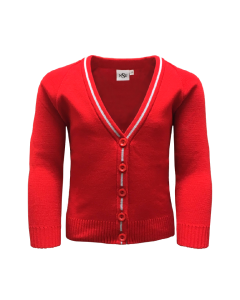 Red & Grey Knitted Cardigan