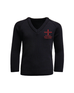 Navy Knitted V Neck Jumper