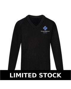 Black Knitted V Neck Jumper