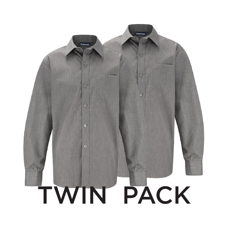 Plain Grey Boys Long Sleeve Shirt 