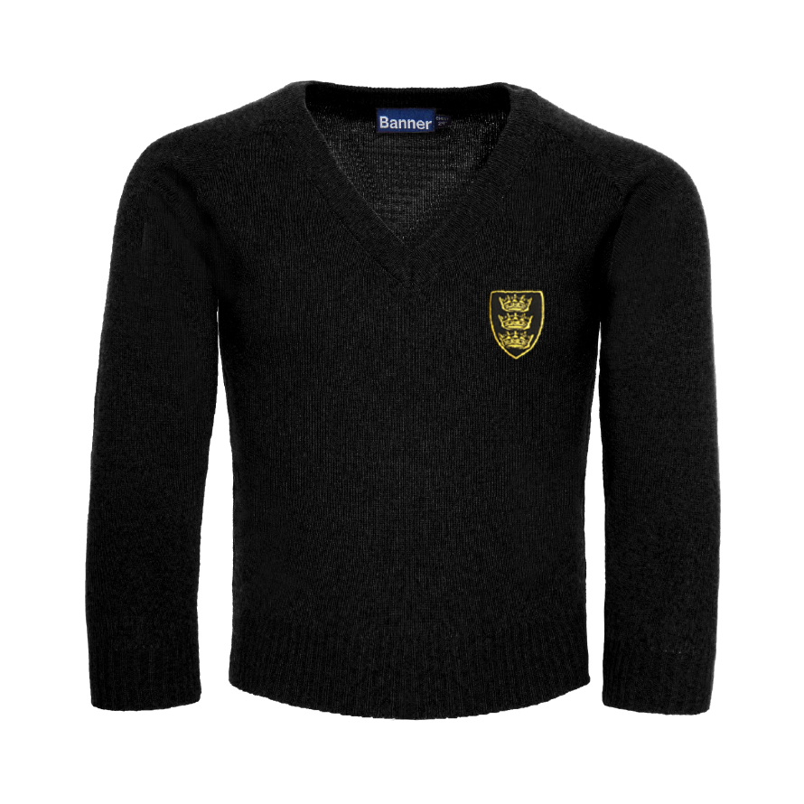 Black Knitted V Neck 6th Form Jumper