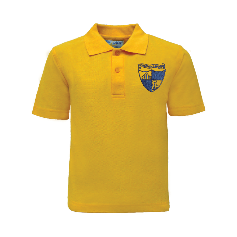 Gold school polo shirts hot sale