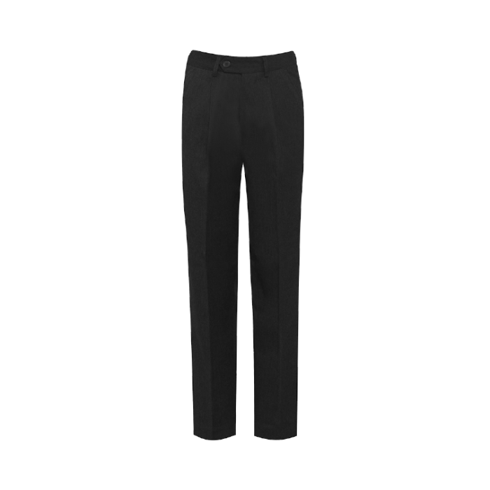 1K5 Plain Black Boys Elasticated Pleated Trousers