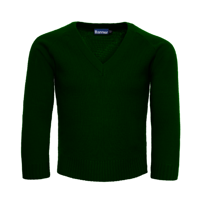 Plain Bottle Knitted V Neck Jumper