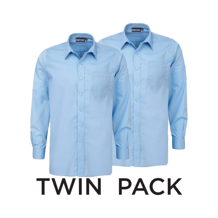 Plain Blue Boys Long Sleeve Shirt Yr 7 10