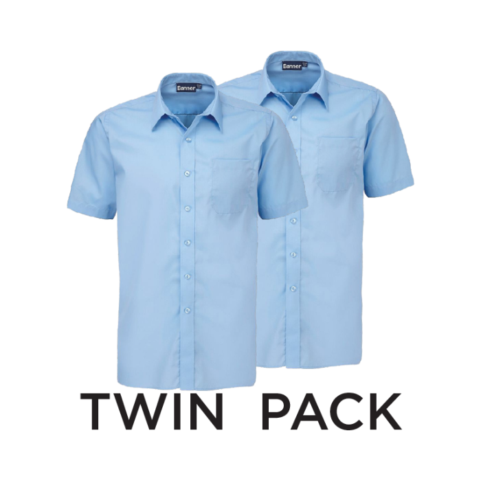 Plain Blue Boys Short Sleeve Shirt Yr 7 10