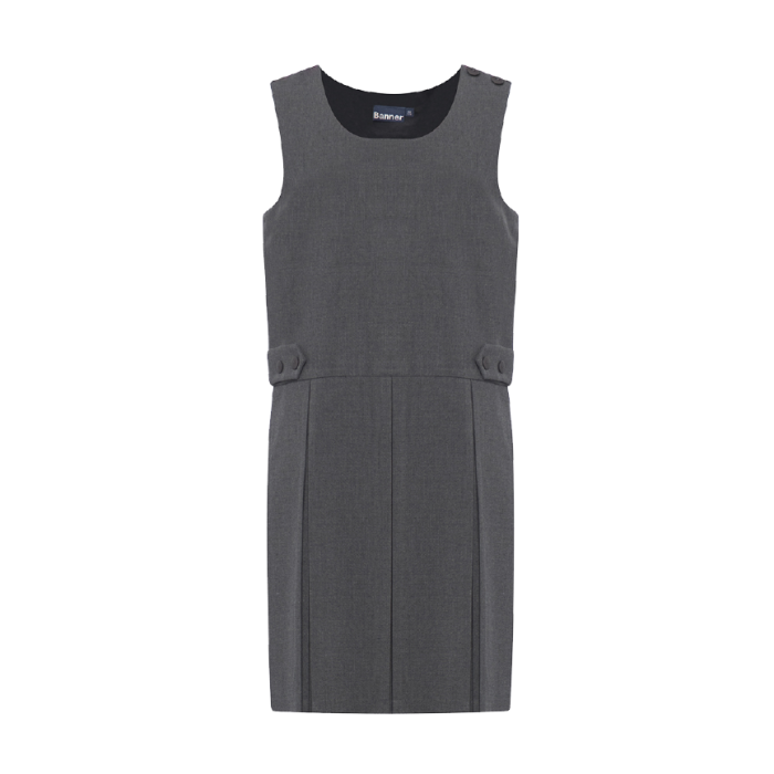 Plain black outlet pinafore dress