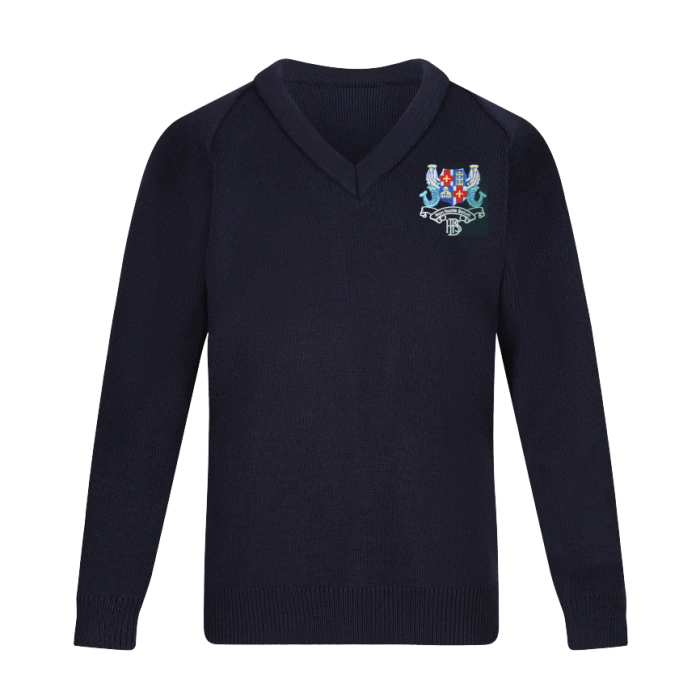 Navy Knitted V Neck 6th Form Jumper