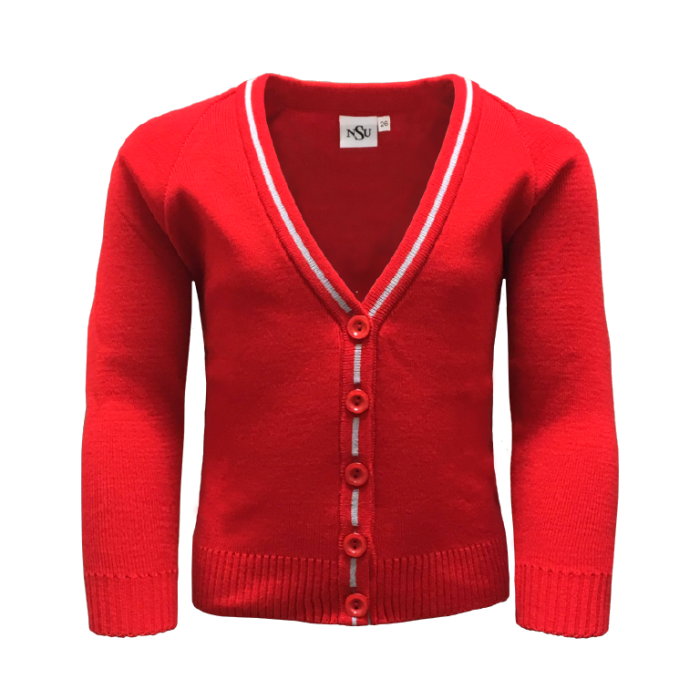 Red & Grey Knitted Cardigan