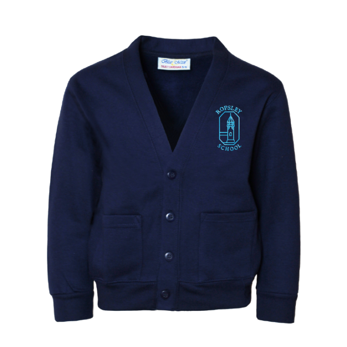Long navy 2025 cardigan with pockets