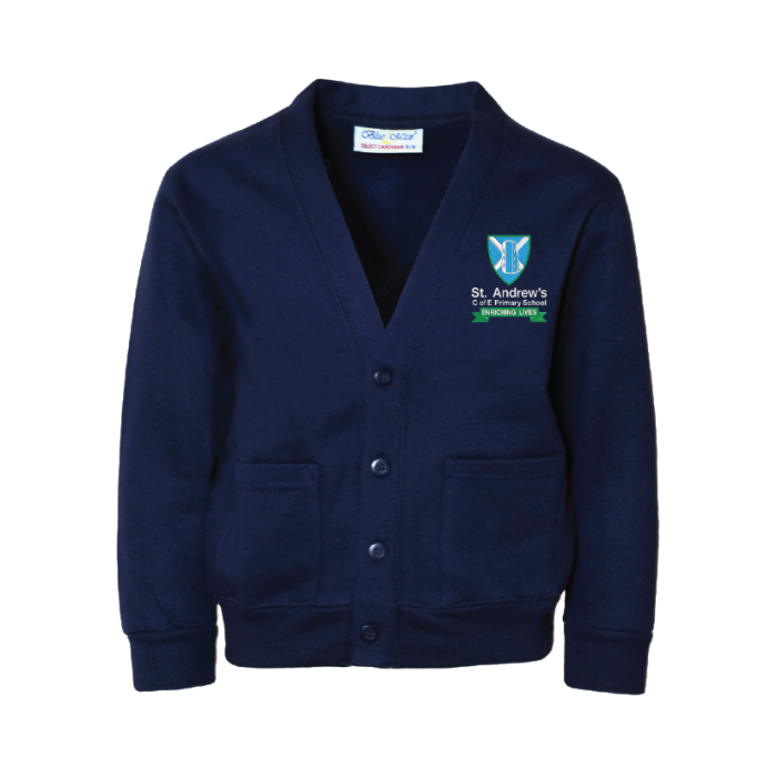 Navy school cardigan with pockets hot sale
