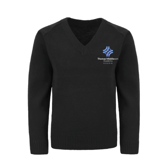 Black Knitted V Neck Jumper