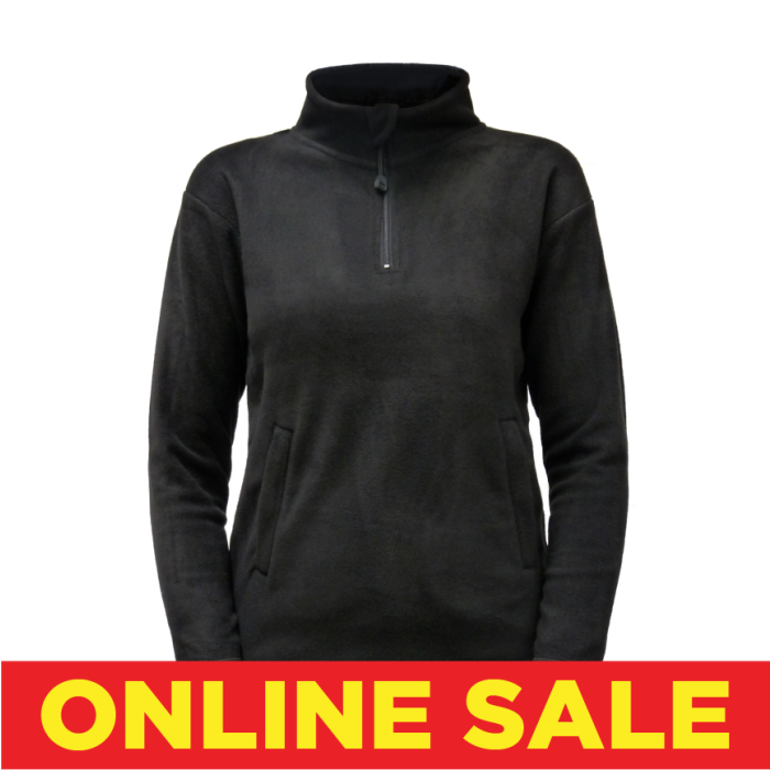 Plain Black 1 4 Zip Fleece Jacket